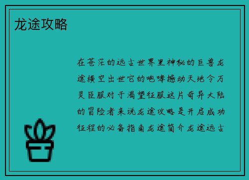龙途攻略
